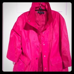 Anne Klein hot-pink swing coat 3/4-sleeve